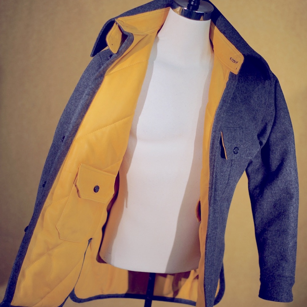 Deerskin Lined Wool Shirt Jacket